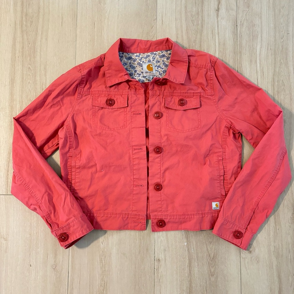 Carhartt Jacket Women’s Pink Button Up Canvas Cotton Collared Outdoor